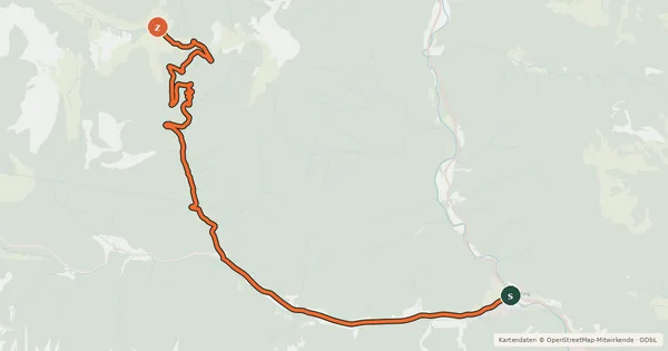 Kartenübersicht der Radroute BergRadlTour auf die Dürrieglalm