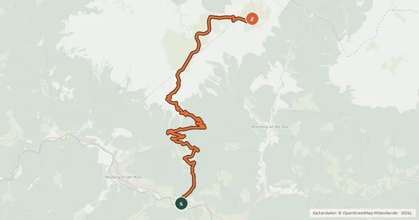 Kartenübersicht der Radroute BergRadlTour auf die Schneealm
