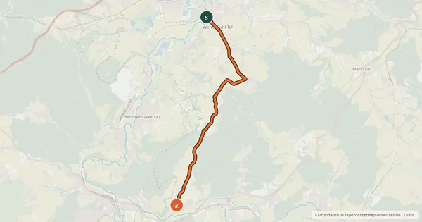 Kartenübersicht der Radroute Berka-Vacha-Radweg