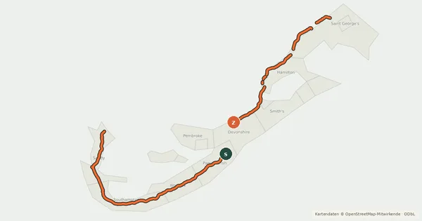 Kartenübersicht der Radroute Bermuda Railway Trail