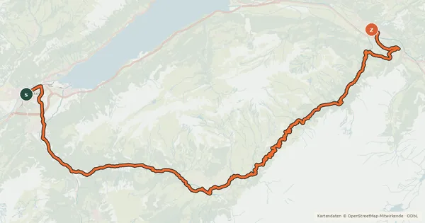 Kartenübersicht der Radroute Berner Oberland-Route