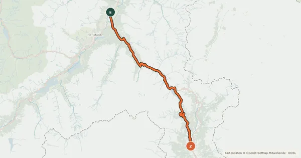 Kartenübersicht der Radroute Bernina Express