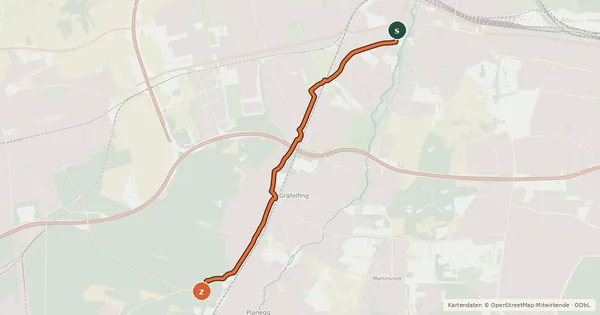 Kartenübersicht der Radroute Bhf Pasing - S-Bhf Planegg
