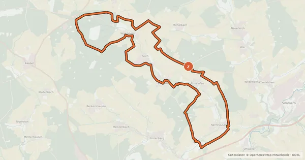 Kartenübersicht der Radroute Biebertaler-Rundweg