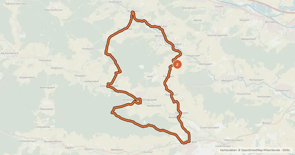 Kartenübersicht der Radroute Bierecke im Steigerwald