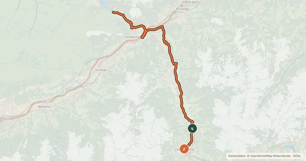 Kartenübersicht der Radroute Bike Trail Tirol Etappe 16