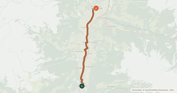 Kartenübersicht der Radroute Bike Trail Tirol Etappe 17