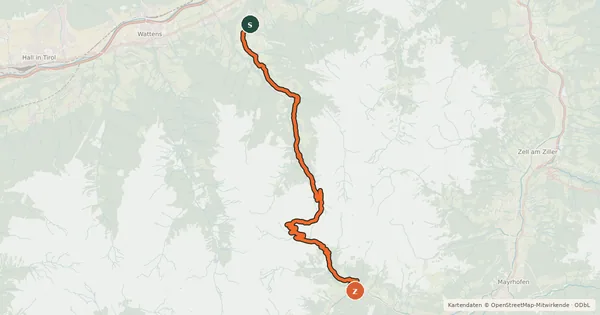 Kartenübersicht der Radroute Bike Trail Tirol Etappe 19