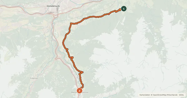 Kartenübersicht der Radroute Bike Trail Tirol Etappe 21
