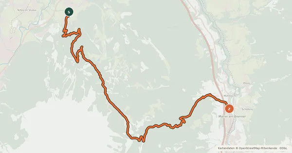 Kartenübersicht der Radroute Bike Trail Tirol Etappe 22