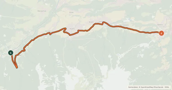 Kartenübersicht der Radroute Bike Trail Tirol Etappe 24