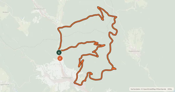 Kartenübersicht der Radroute Bikewald.de Route 7