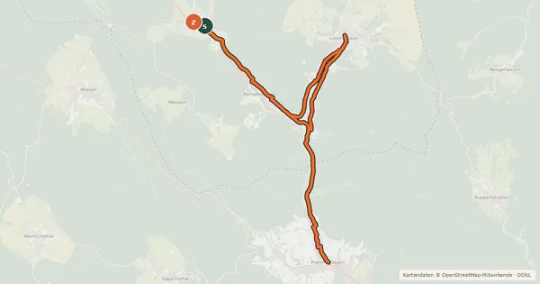 Kartenübersicht der Radroute Bikewald Route 1 - Familientour
