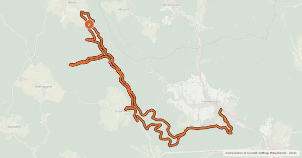 Kartenübersicht der Radroute Bikewald Route 4 – Habichsthal