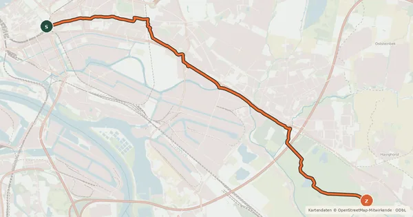 Kartenübersicht der Radroute Billeradweg