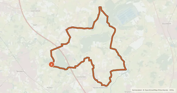 Kartenübersicht der Radroute Bilsbek-Niederung