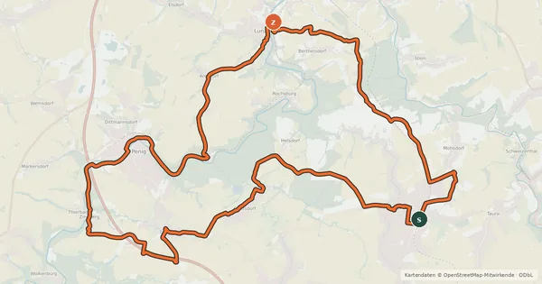 Kartenübersicht der Radroute Bilz-Route