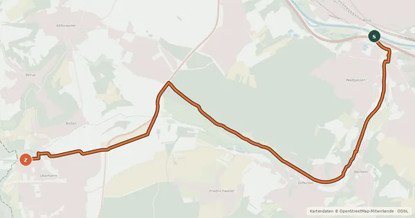 Kartenübersicht der Radroute Bisttal-Radweg