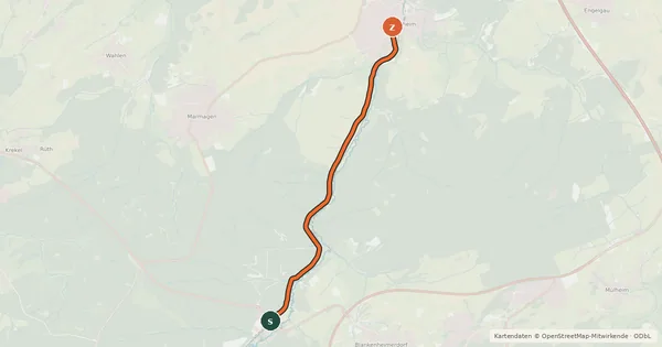 Kartenübersicht der Radroute Blankenheim Wald (22) - Nettersheim (83)
