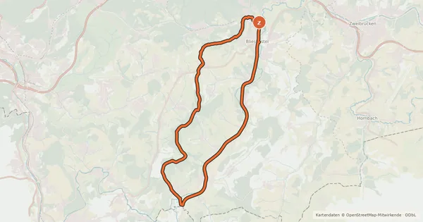 Kartenübersicht der Radroute Bliesgau-Radweg