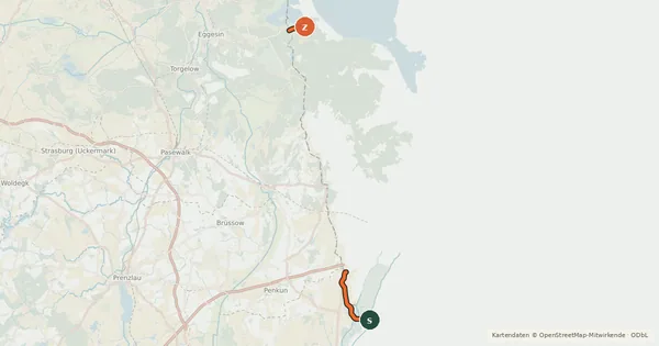 Kartenübersicht der Radroute Blue Velo – Odrzańska Trasa Rowerowa