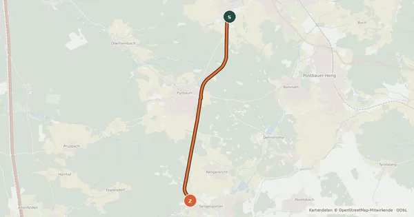 Kartenübersicht der Radroute Bockelbahnweg