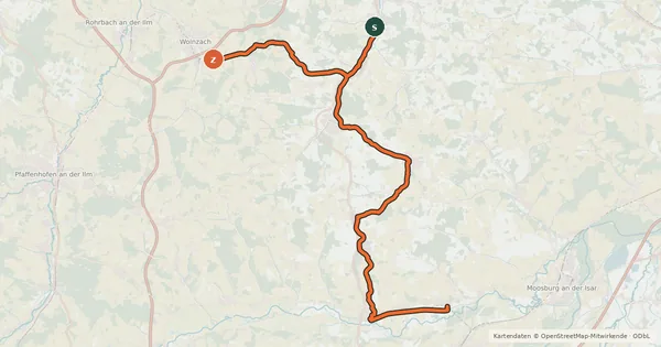 Kartenübersicht der Radroute Bockerlradweg