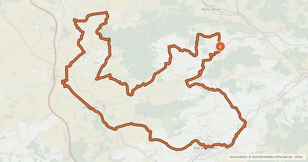 Kartenübersicht der Radroute Bocksbeutelrunde
