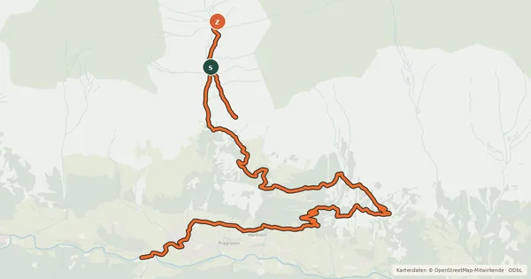 Kartenübersicht der Radroute Bodenalm - Timmeltal