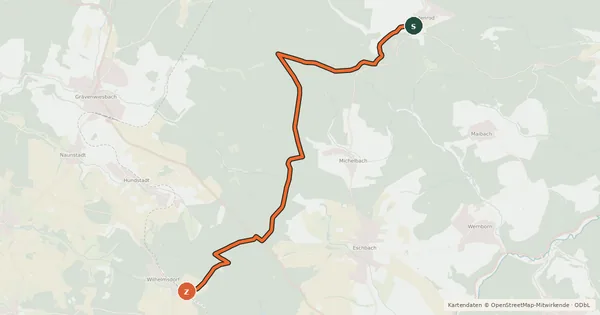 Kartenübersicht der Radroute Bodenrod - Wilhelmsdorf