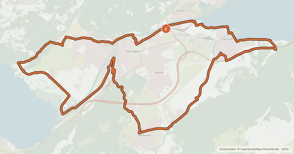 Kartenübersicht der Radroute Bödeli-Route