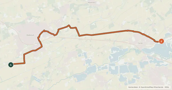 Kartenübersicht der Radroute Boker Kanal - Schleife