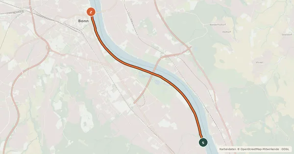 Kartenübersicht der Radroute Bonn (03) - Bonn (79)