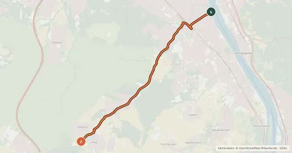 Kartenübersicht der Radroute Bonn (03) - Wachtberg (99)