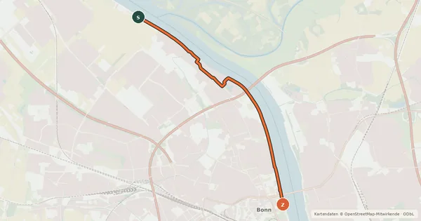 Kartenübersicht der Radroute Bonn (14) - Bonn (79)