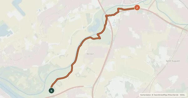 Kartenübersicht der Radroute Bonn (27) - Troisdorf (28)