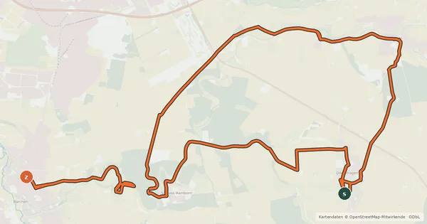 Kartenübersicht der Radroute Borchener Radrundweg 3