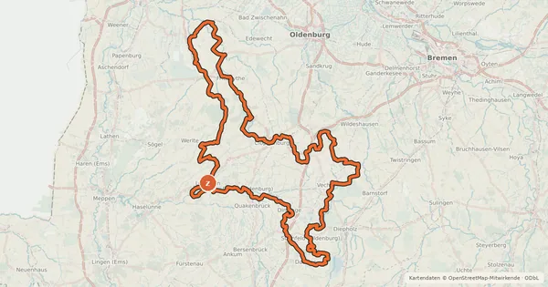 Kartenübersicht der Radroute Boxenstopp-Route