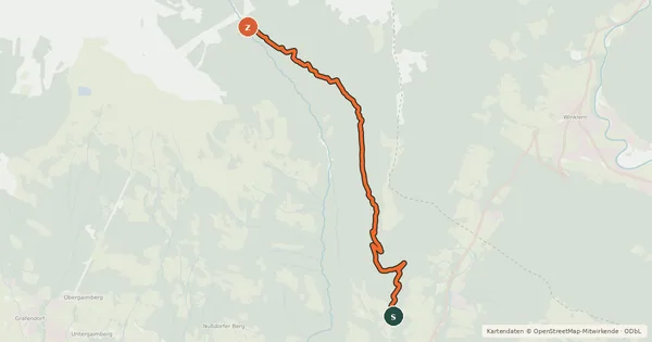 Kartenübersicht der Radroute Brandweg