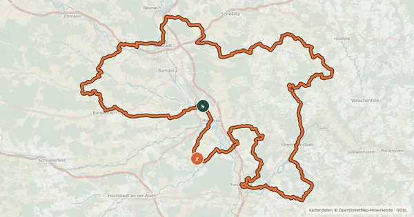 Kartenübersicht der Radroute Brauereien- und Bierkellertour