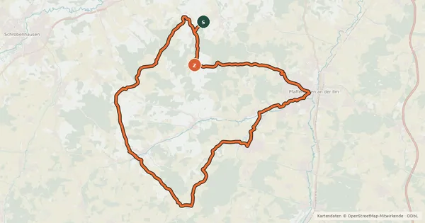 Kartenübersicht der Radroute Brauereitour Süd