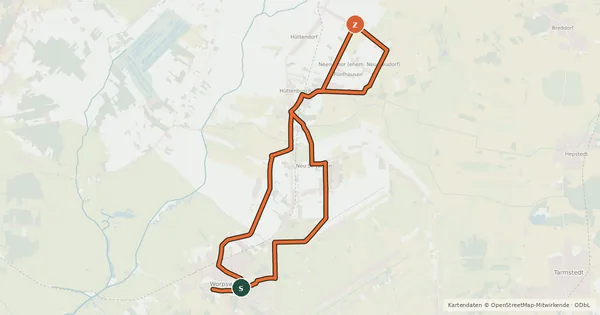 Kartenübersicht der Radroute Braune Route