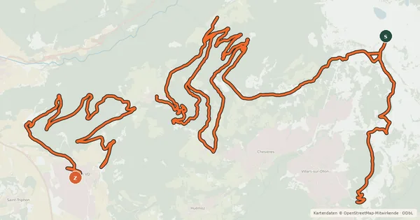 Kartenübersicht der Radroute Bretaye-Ollon Bike