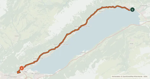 Kartenübersicht der Radroute Brienzersee Bike