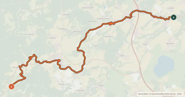 Kartenübersicht der Radroute Brohltalradweg