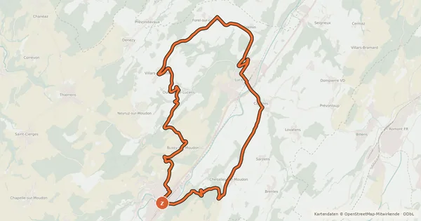 Kartenübersicht der Radroute Broye champêtre à vélo