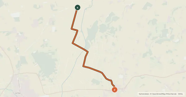 Kartenübersicht der Radroute Bruchhagen / Nendorf - Hauptstr.