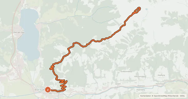 Kartenübersicht der Radroute Bruck - Hundstein
