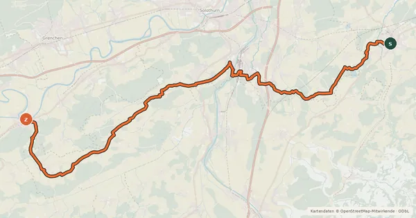 Kartenübersicht der Radroute Bucheggberg-Route
