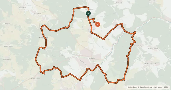 Kartenübersicht der Radroute Buchfinkenroute